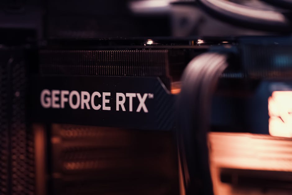 Detailed view of a GeForce RTX graphics card, highlighting modern technology